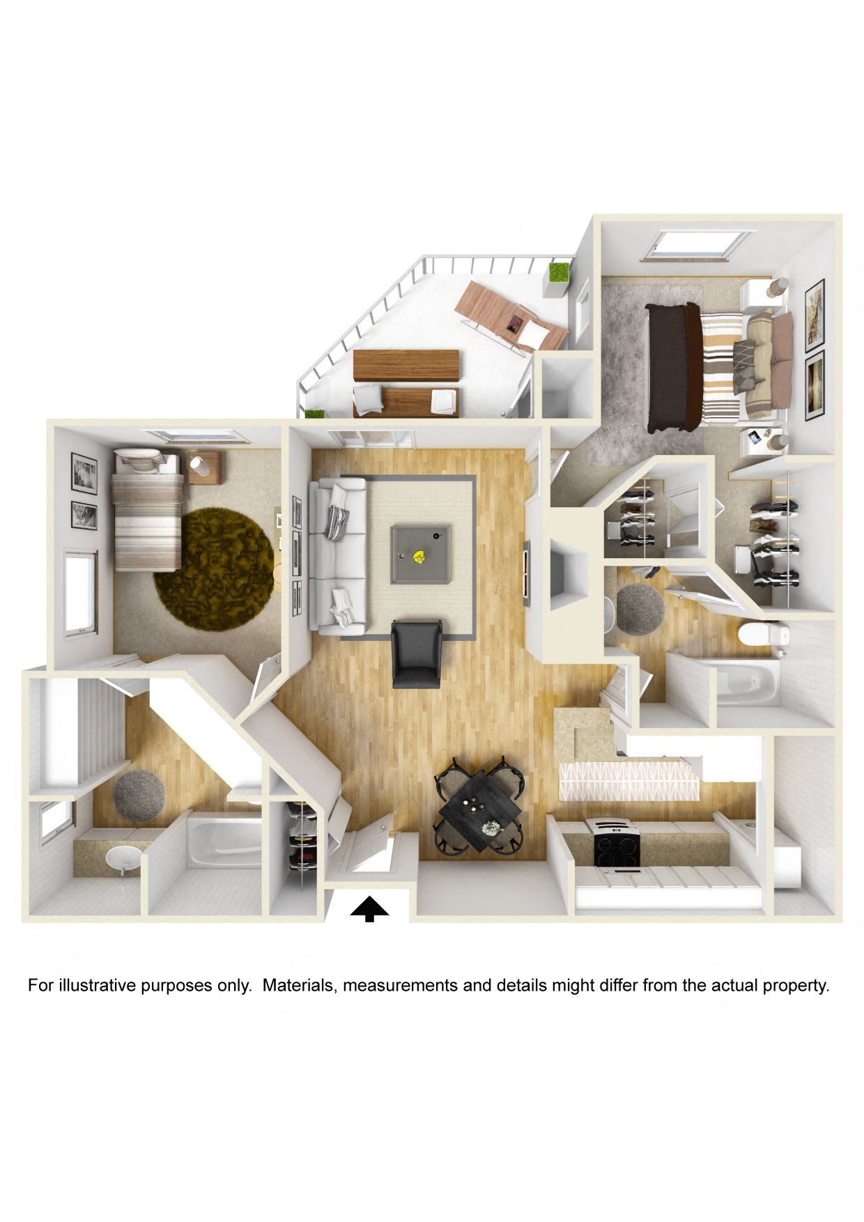 Stonesthrow Apartments_Tualatin, OR_Floor Plan_One Bedroom Two Bathroom Stonesthrow Apartments_Tualatin, OR_Floor Plan_One Bedroom Two Bathroom